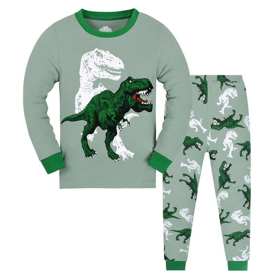 FJHNGBDH Toddler Boys Pajamas Sets Dinosaur Printed Sleepwear Clothes Kids Girl Fall Winter Long Sleeve Jammies Outfits 1-2 Years