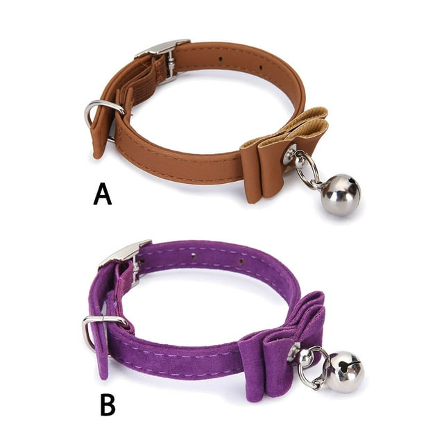Methold Collares ajustables de cuero PU para cachorros y gatos, apropiados y elegantes para bebés de piel, hebillas ajustables Suministros para perros
