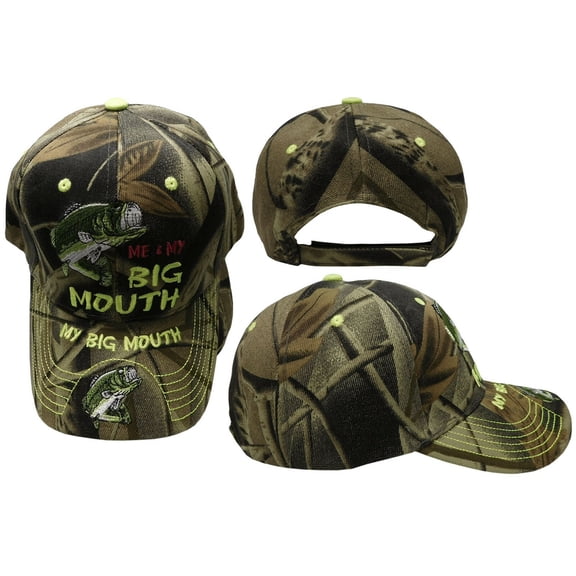 Me and My Big Mouth Bass Fish Embroidered Cap Hat (Full Camo)