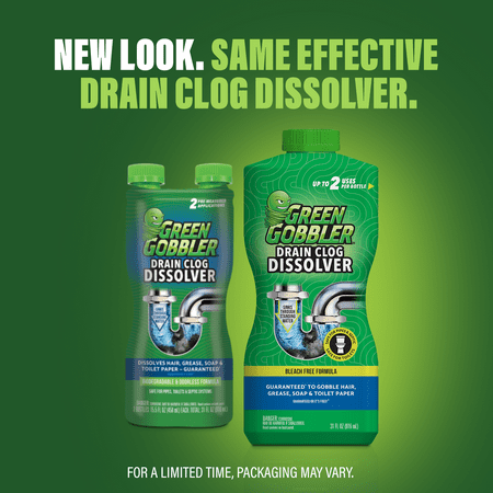 Green Gobbler Drain Clog Remover & Cleaner for Toilets, Sinks, Showers Septic-Safe, 31 oz
