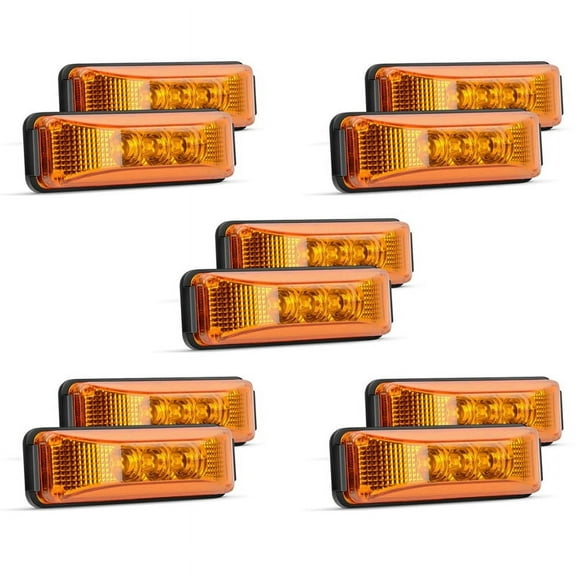 10 Pcs 3.9 Inch 3 Truck Trailer Front Rear Led Side Marker Light Indicator Lamp Rock Light for Trailer Boat-Amber