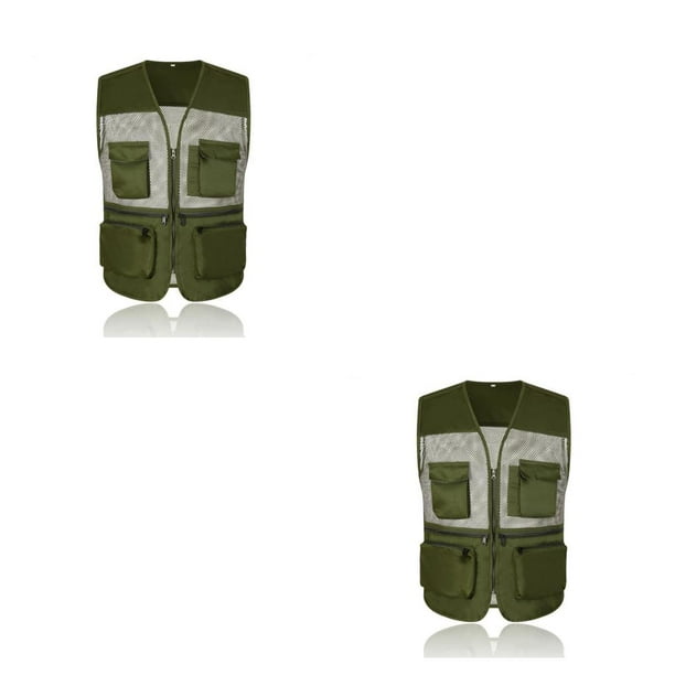 Yuarrent NERIES chaleco de pesca chaleco de malla accesorios de juegos al aire libre gris / l Verde/L 2piezas Yuarrent CBP572589