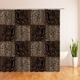 thumbnail image 3 of Leopard Print Shower Curtain Patchwork Wild Animal Skin Pattern Geometric Square Stripe Splice Safari African Bath Curtain, 3 of 4