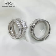 Wedding Ring Sets His And Hers Couples Women Diamond Sterling Silver Man Titanium Wedding Bands