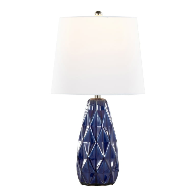 Set Of 2 White Ceramic Geometric Base Table Lamp Set Of 2 White Ceramic Geometric Base Table Lamp