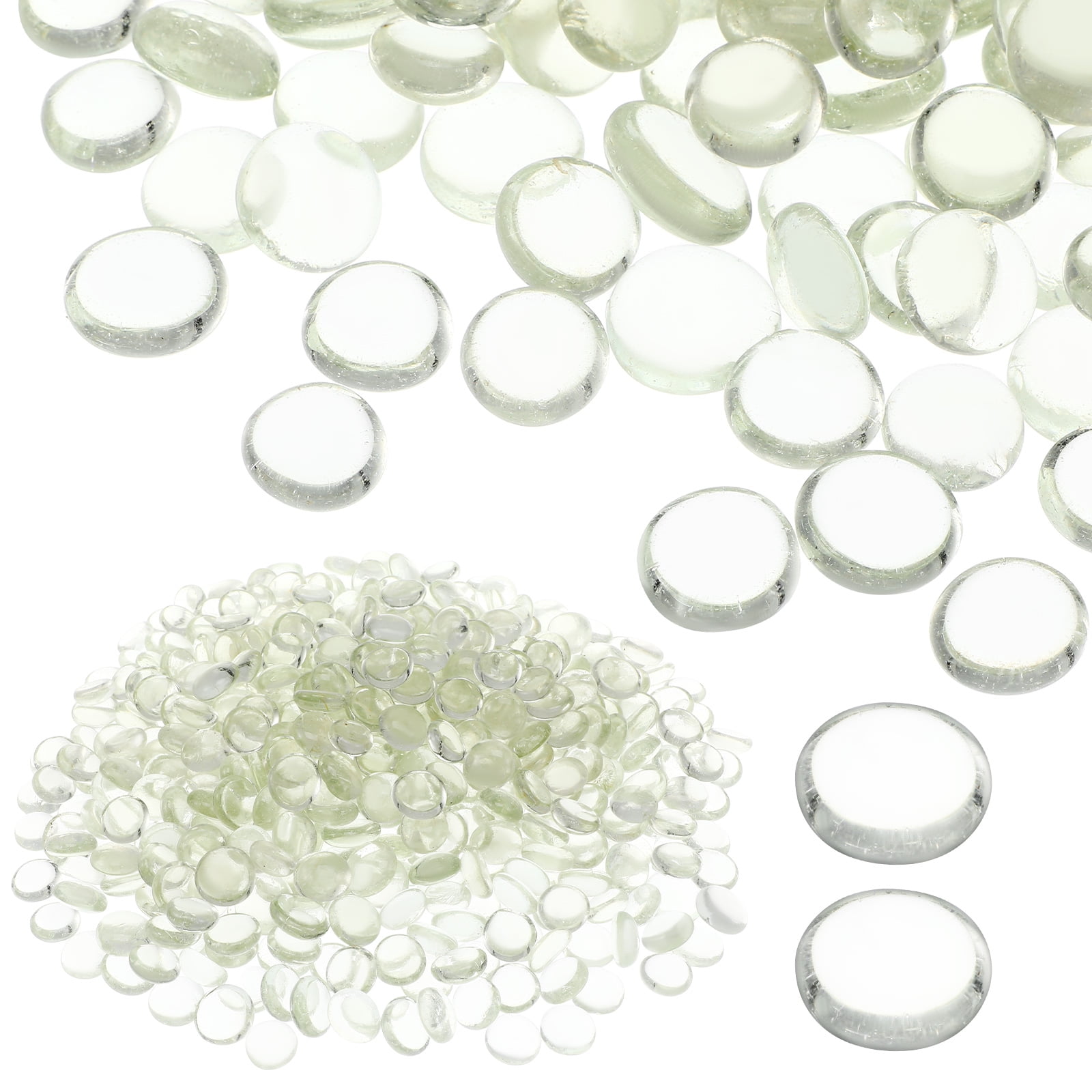 WORGEOUS 500 Pcs Glass Beads Clear Glass Beads For Vases Decorative Rocks Flat Marbles For Aquarium Vase Fillers For Centerpieces