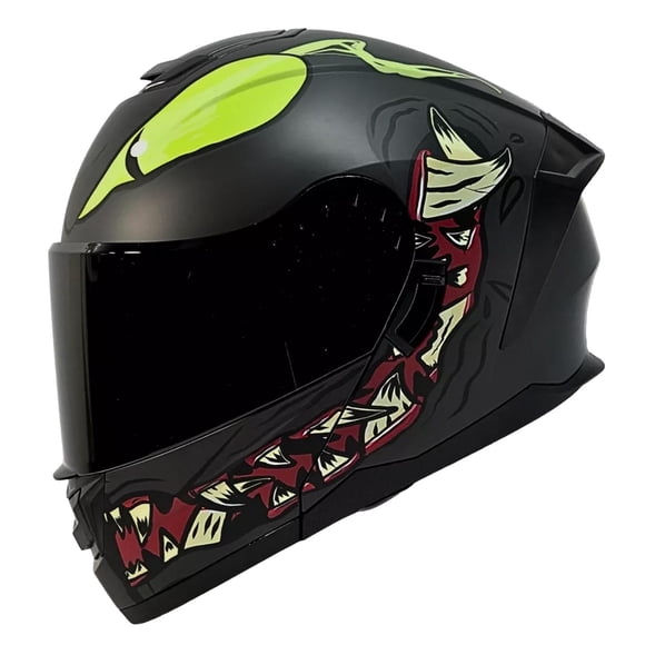 Casco Para Motociclista Sayto 2W Mate Monster Abatible Con Gafas Certificado Talla M