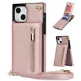 thumbnail image 1 of Allytech for iPhone 14 Plus 2022 Case with Crossbody Strap, PU Leather Stand Wallet Purse Case with Credit Card Slots Zipper Pocket Detachable Shoulder Strap Case for iPhone 14 Plus 6.7", Rosegold, 1 of 12