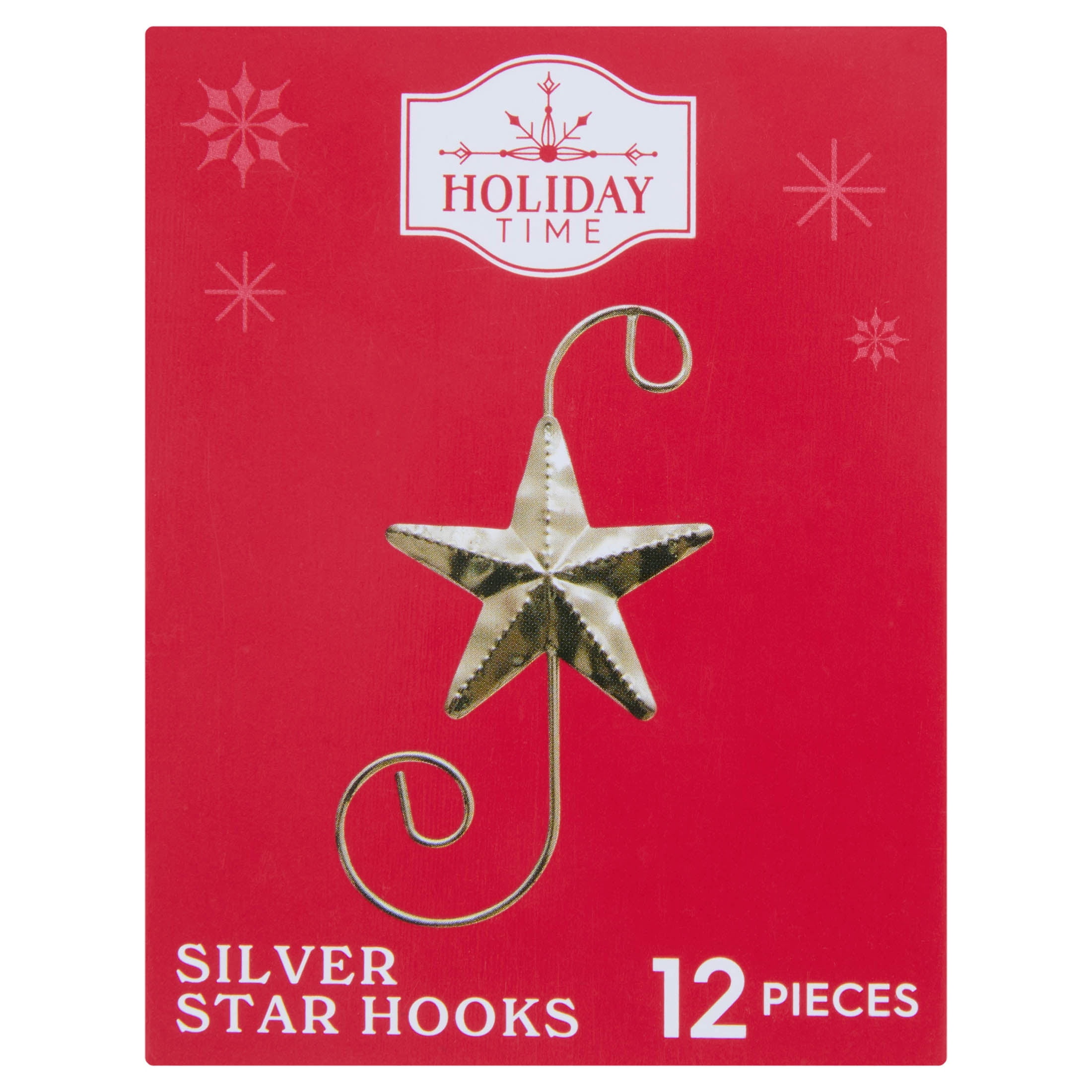 Silver Star Christmas Ornament Hooks, 3", 12 Count, by Holiday Time