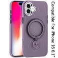 thumbnail image 2 of For iPhone 16 6.1 inch Hoop Kickstand [Magnetic Circle] HD Transparent Chrome Hybrid - Purple, 2 of 3