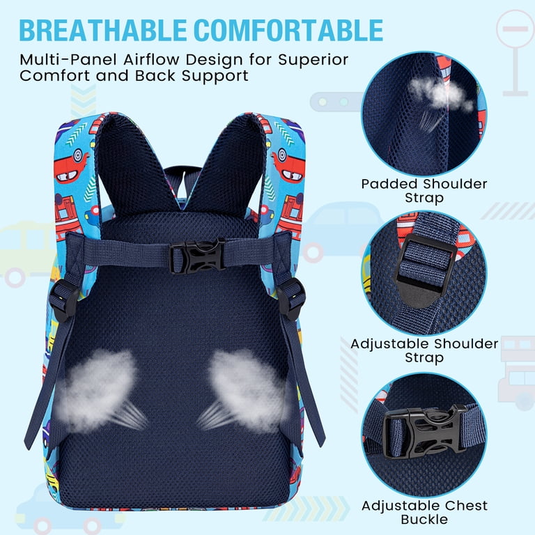 Cshidworld Toddler Backpack, Blue Cars, 11" photo 3
