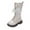 White, variant on Glisme Girls Knee-High Boots Fashion Autumn Winter Warm Lined Flat Thick Bottom Non Slip Pu Upper Lace Up Leather Boots Versatile White Boots Size 3.5-4 Years