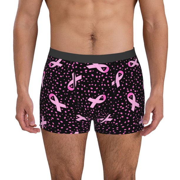 Balery Breast Cancer Awareness3 Calzoncillos bóxer para hombre, ropa interior de algodón suave y transpirable con cinturilla de nailon-Small