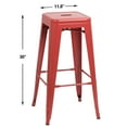 thumbnail image 7 of Lacoo Indoor-Outdoor 30'' Modern Tolix Style Metal Backless Light Weight Bar Stools with Square Seat, Red, 7 of 7