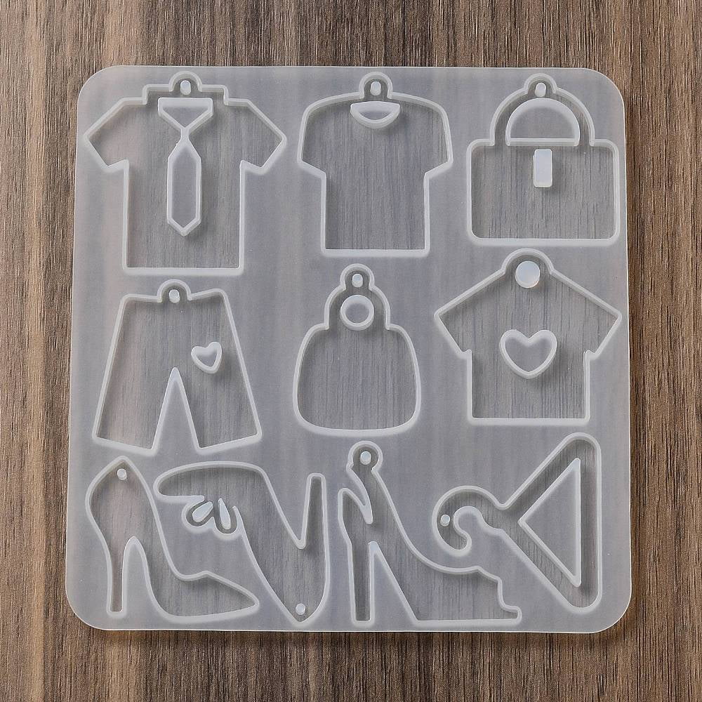 Shoes Clothes Hanger Bag Pendant DIY Silicone Molds Resin Casting Molds for UV Resin Epoxy Resin Craft Making 130x125x5mm Hole: 2mm Inner Diameter: 33~46x27~45mm