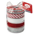 thumbnail image 1 of Holiday Time Red/Silver Polyester Christmas Ribbon Assortment, 5 Count, 1 of 5
