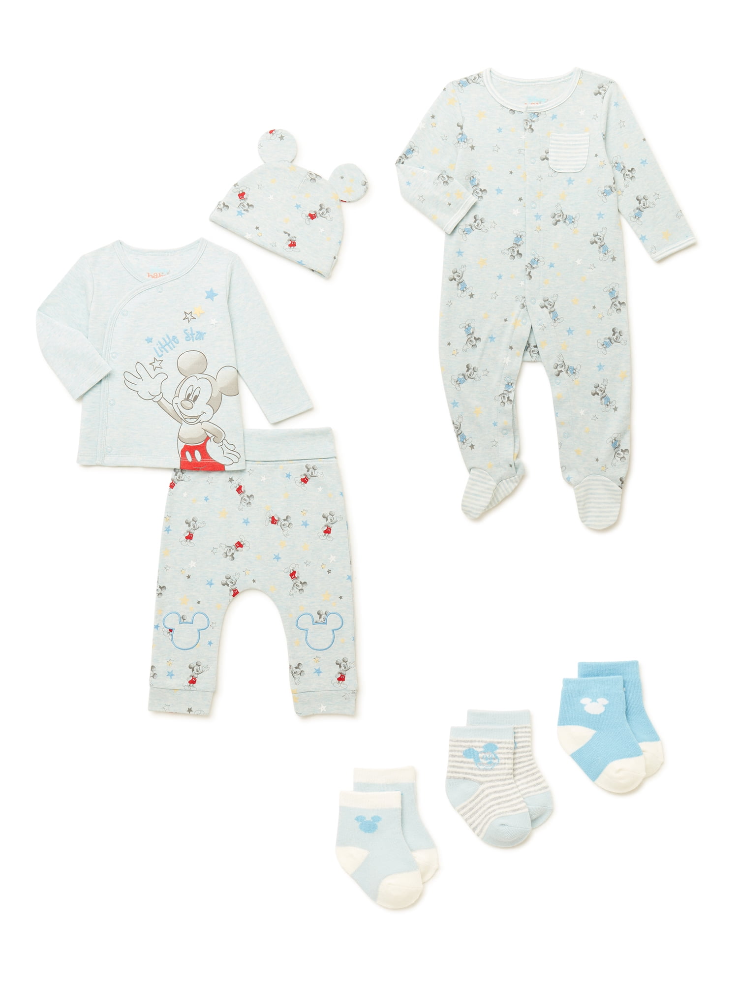 Disney Baby Boys Mickey Mouse Footies and Hat Set 