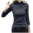 thumbnail image 2 of Women's Shirts Solid Color Winter Tops Double-sided German Velvet Warm Bottom Top With Slim Long Sleeves, 2 of 5