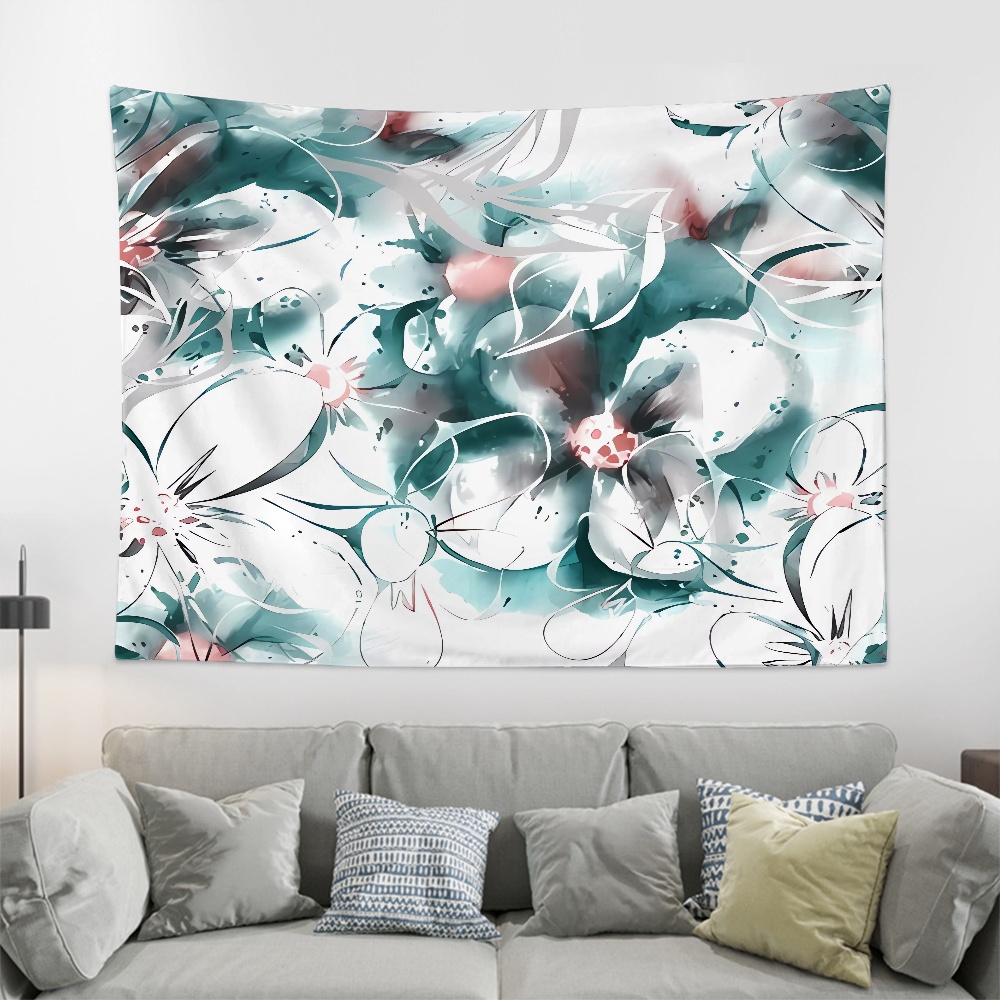 FHENF Flower Tapestries Retro 3D Printing Tapestry Polyester Fabric for