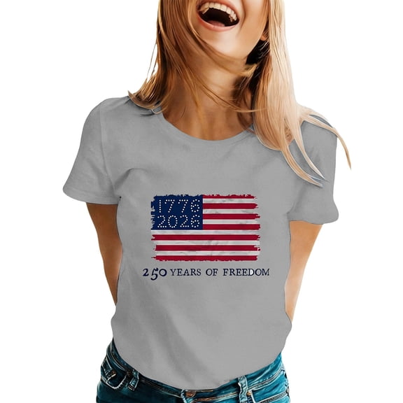 Womens 250th Anniversary Usa Shirt 250 Anniversary Usa Flag 250 Years American Flag 250th Anniversary Usa T-Shirt Crew Neck Comfy America Pullover Basic Tee