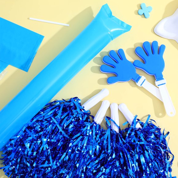 Hytrove 1Set Inflatable Stick Cheerleading Poms Hand Clappers Noise Makers Blue Plastic Durable for Sports Events