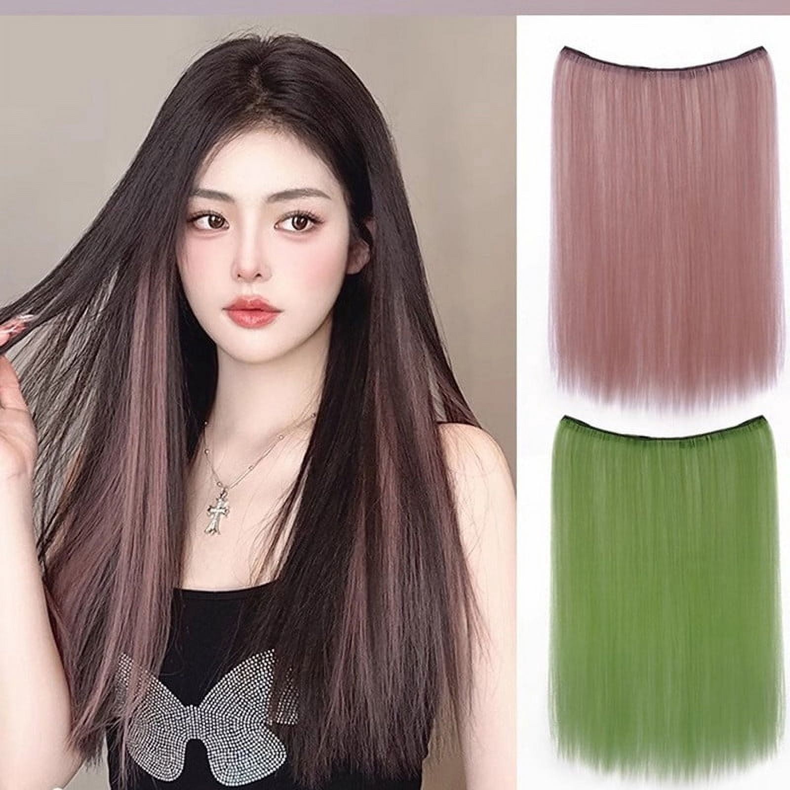 Versatile Dyed One-piece Synthetic Clip-in Hairpiece for White Hair Natural Feel and Easy-to-Style Extension Seamless Wig Piece