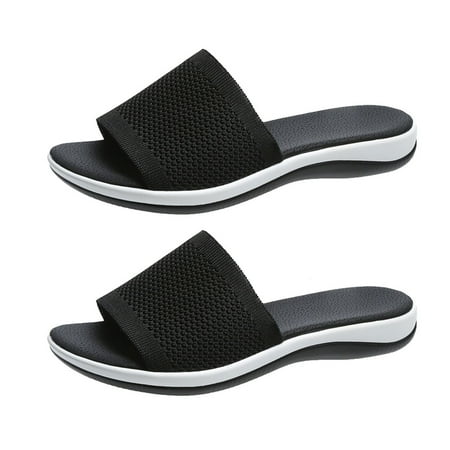 

huanledash 1 Pair Open Toe Soft Sole Slide Sandals Fine Workmanship Mesh Breathable Soft Wedge Shoes for Summer