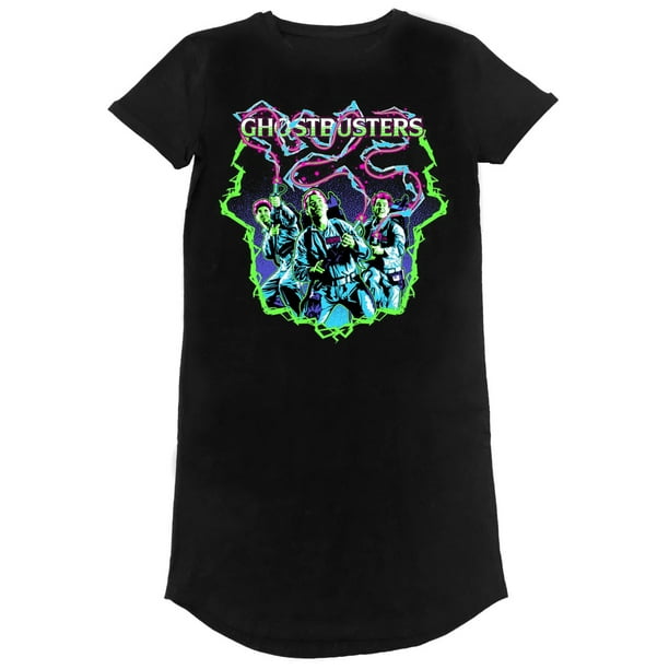Ghostbusters - Camiseta Vestido Arcade Neón para Mujer (Negro)