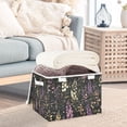 thumbnail image 3 of Yayeee Collapsible Cube Storage Bin with Lid Fabric Closet Decorative Basket with Handles, Purple Floral Pattern, 3 of 7