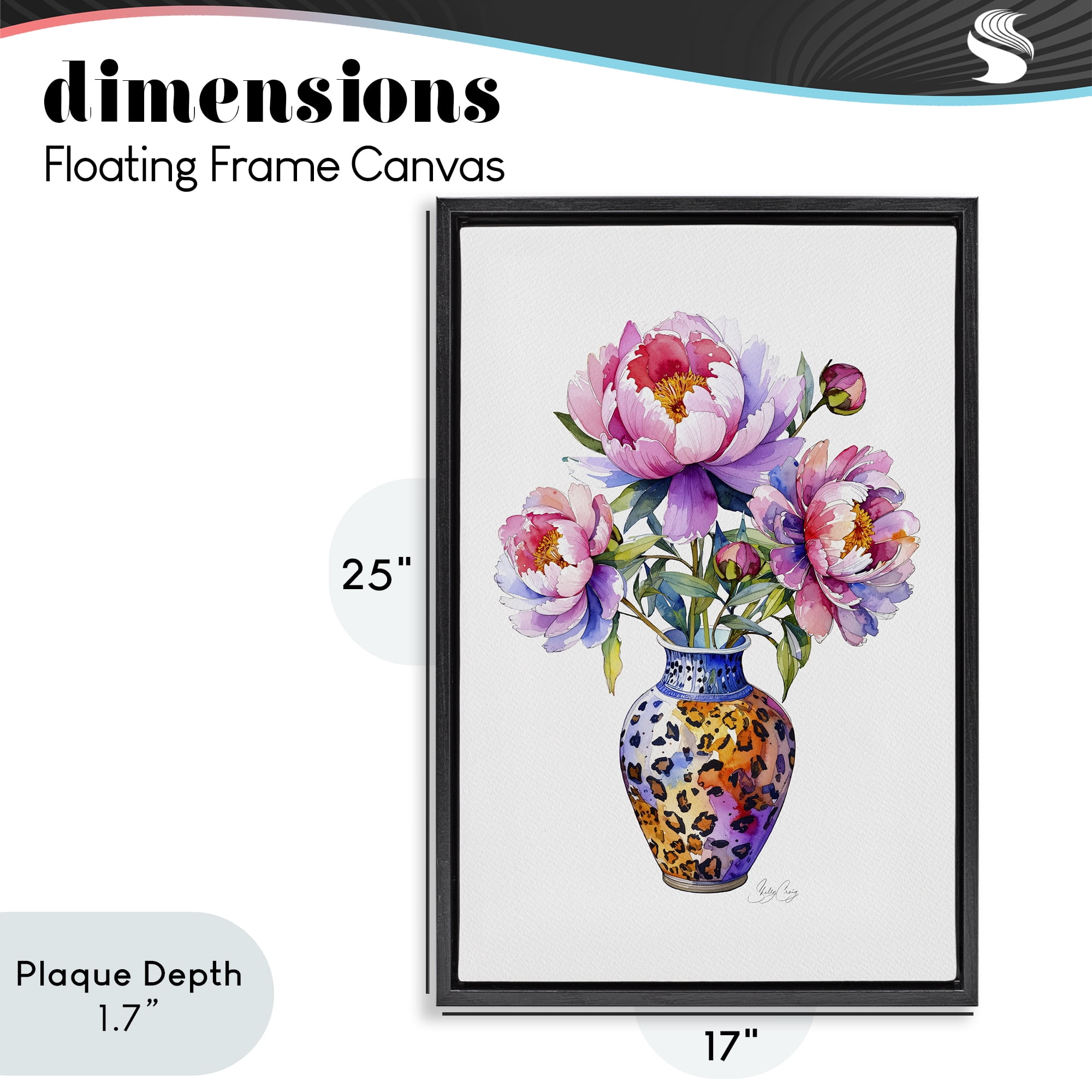 Stupell Industries Fierce Blooms Flower Vase Black Framed Floater Canvas Wall Art, design by Shelly Craig