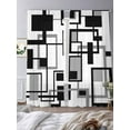 thumbnail image 3 of Black Grey Geometric Sheer Curtains 84 Inch Length 2 Panels Set for Living Room/Bedroom, Modern Abstract Art White Semi Curtain Sheers Drapes Rod Pocket Curtains Window Treatment Set 52''x84''x2, 3 of 7