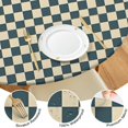 thumbnail image 4 of Navy and Beige Checkerboard Pattern Round Fitted Tablecloth with Elastic Edge,Dining Table Cover Waterproof,Outdoor Round Tablecloth for Camping,Dining,Indoor and Outdoor, 4 of 7