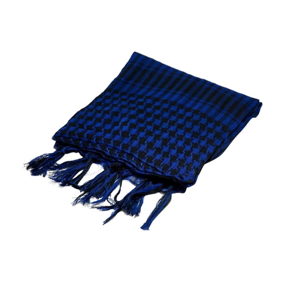 Blue Scarf Arab Plaid Fringe Lightweight Scarf Cotton Head Neck Scarf with Tassel for Outdoor Camping Accessory Unisex