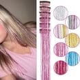 thumbnail image 2 of 6PCS Clip in Hair Tinsel Set 19.6 Inch Fairy Wig Piece Sparkling Hair Accessories Glitter Hair Extensions for Women Girls Kids Festival Party Use, 2 of 8