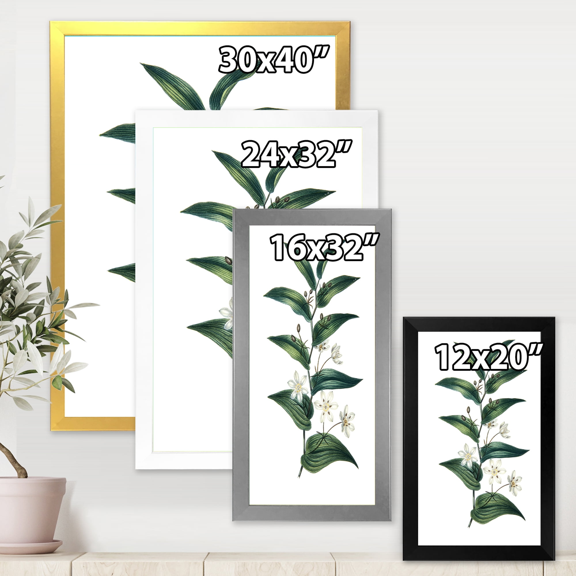 Designart 'Little White Flowers With Ancient Plant' Farmhouse Framed Art Print