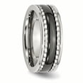 thumbnail image 4 of 8mm Stainless Steel Polished With Sawtooth Accent and Black Ceramic Center Band Ring Size 9 -  Jewelry Gift for Mom, 4 of 6