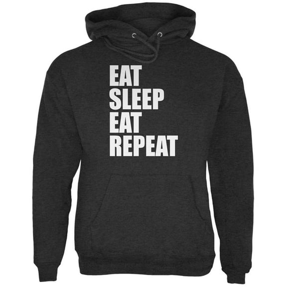 Eat Sleep Eat Repeat Funny Mens Hoodie Charcoal Heather 2XL