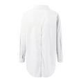 thumbnail image 2 of Gubotare Winter Blouses for Women Dressy Casual Womens Cotton Casual Long Sleeve Loose Fit Button Down Shirt Collared Linen Work Blouse Tops (White,XL), 2 of 5