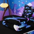 thumbnail image 5 of meiyoeat Watercolor Gradient Monogram B Zipper Full Size Comforter Sets with Fitted Sheet and 2 Pillowcases For Boys,Safari Dinosaur Themed Zipper Bedding Set,Black Reversible,4 Pieces, 5 of 7