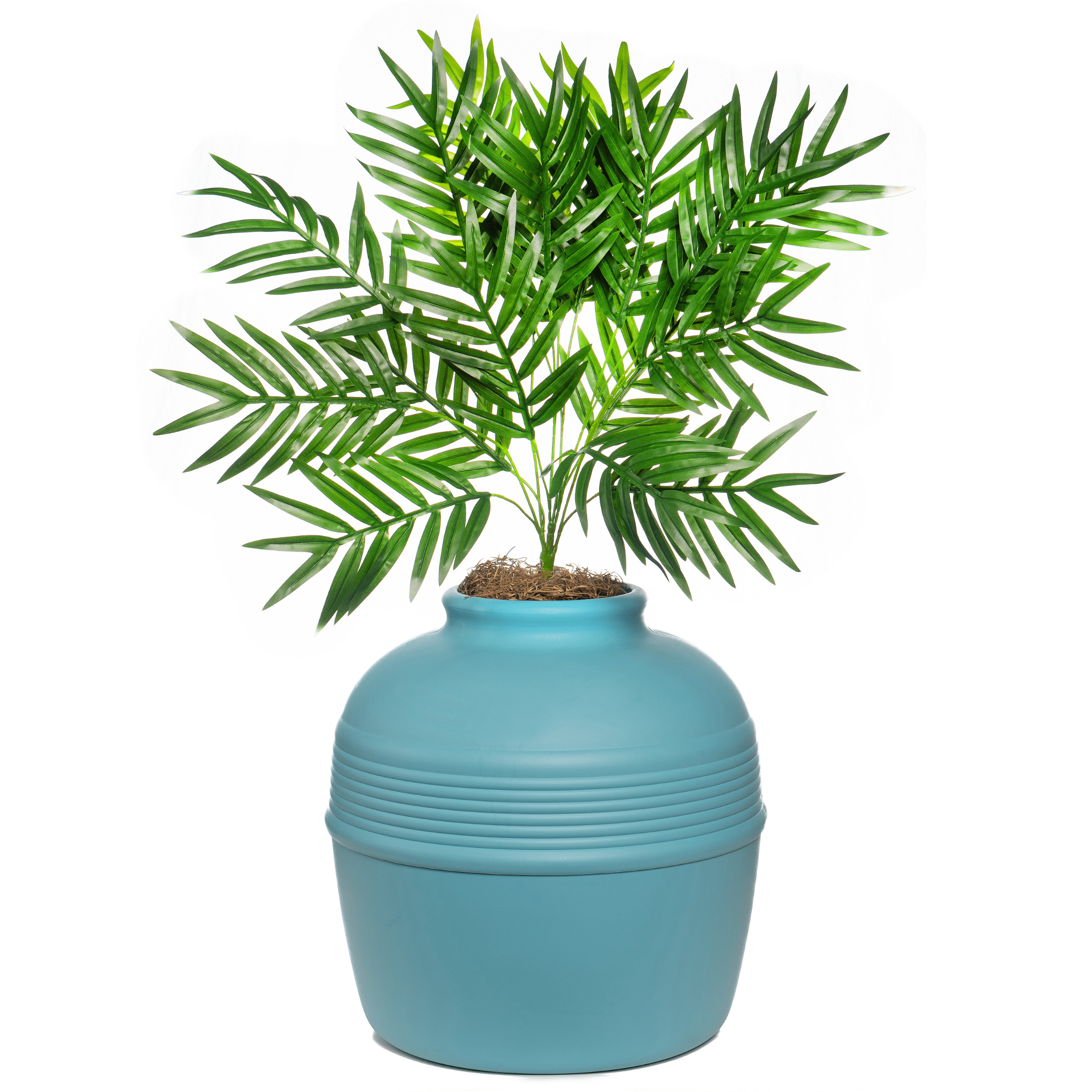 Good Pet Stuff Hidden Cat Litter Box Enclosure with Artificial Plant, Odor Filter System, Reusable Tray, Original Round Planter, Essentials Kit, Blue