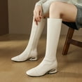 thumbnail image 2 of White Women Elegant Knee-High Boots With Square Toe Side Zipper Special-Shaped Low Heel For Winter Use, 2 of 9