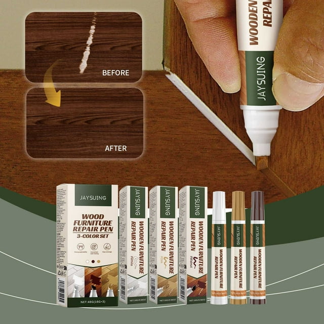 El lápiz reparador de muebles de madera es fácil de colorear y no se decolora fácilmente. Repara rápidamente los arañazos. Lápiz reparador de muebles de 15 ml.