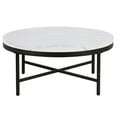 thumbnail image 2 of Maklaine Contemporary Coffee Table with Faux Marble Top in Black/Bronze, 2 of 8