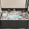 thumbnail image 3 of 49"x22" Bathroom Vanity Top, with Undermount Ceramic Sink and Backsplash, artificial marble Bathroom Vanity Top with 3 Faucet Holes, New Carrara white and black (Only Bathroom Vanity Top), 3 of 5