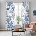 thumbnail image 5 of Blue Coastal Kitchen Curtains 96 Inch Length, Summer Nautical Ocean Beach Coral Fish Grommet Top Bedroom Living Room Curtains, Light Filtering Cafe Curtain Drapes 2 Panels Set 104''x96'', 5 of 9