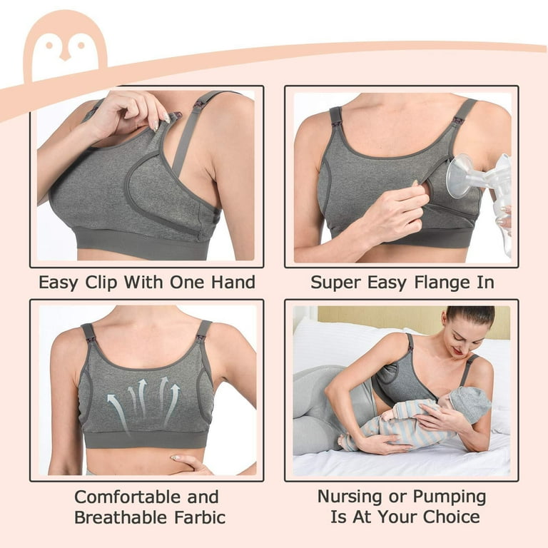 Momcozy Maternity Nursing Bra, Hands Free Pumping Bra, Maternity Breastfeeding Bras Suitable for Breastfeeding-Pumps, Gray Small, Infant Girl's