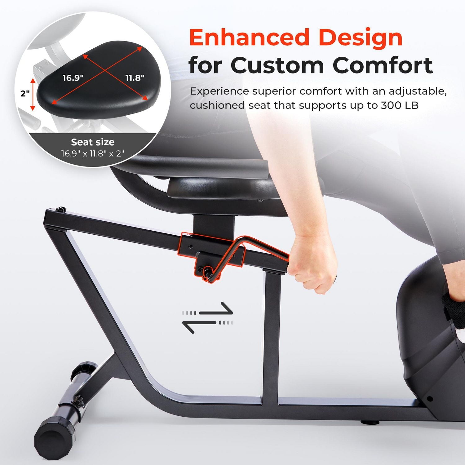 Sunny Health & Fitness Heavy-Duty Recumbent Smart Bike, Wide Cushioned Seat & Back, Cycling Workout Machine, Bicycle Exercise for Adult/Seniors at home, Exclusive Free SunnyFit App Bluetooth Link