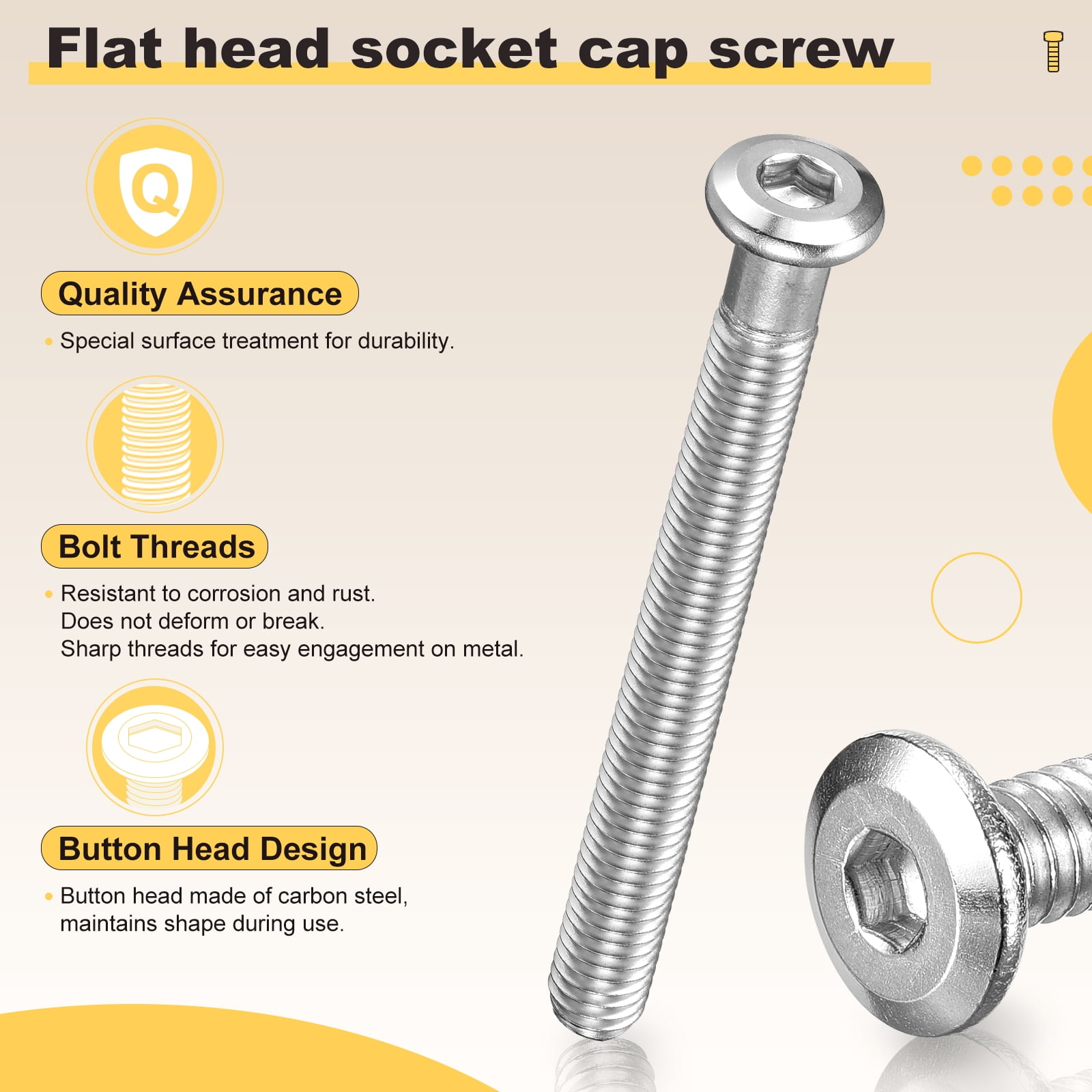 Furniture Connector Bolt Cap Nut Kit with Wrench(M6-1x16/20/25/30/35/40/45/50/55/60/65/70/75/80mm) 141Pcs, for Chair Cabinet Bed, Silver
