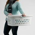 thumbnail image 4 of IRIS USA Laundry Basket 50L Large Plastic Hip Hold Hamper with Built-In Comfort Carry Handles, 3-Pack, 1.5 Bushel Hamper for Storage with Ventilation Holes for Closet Dorm Laundry Room Bedroom, White, 4 of 5