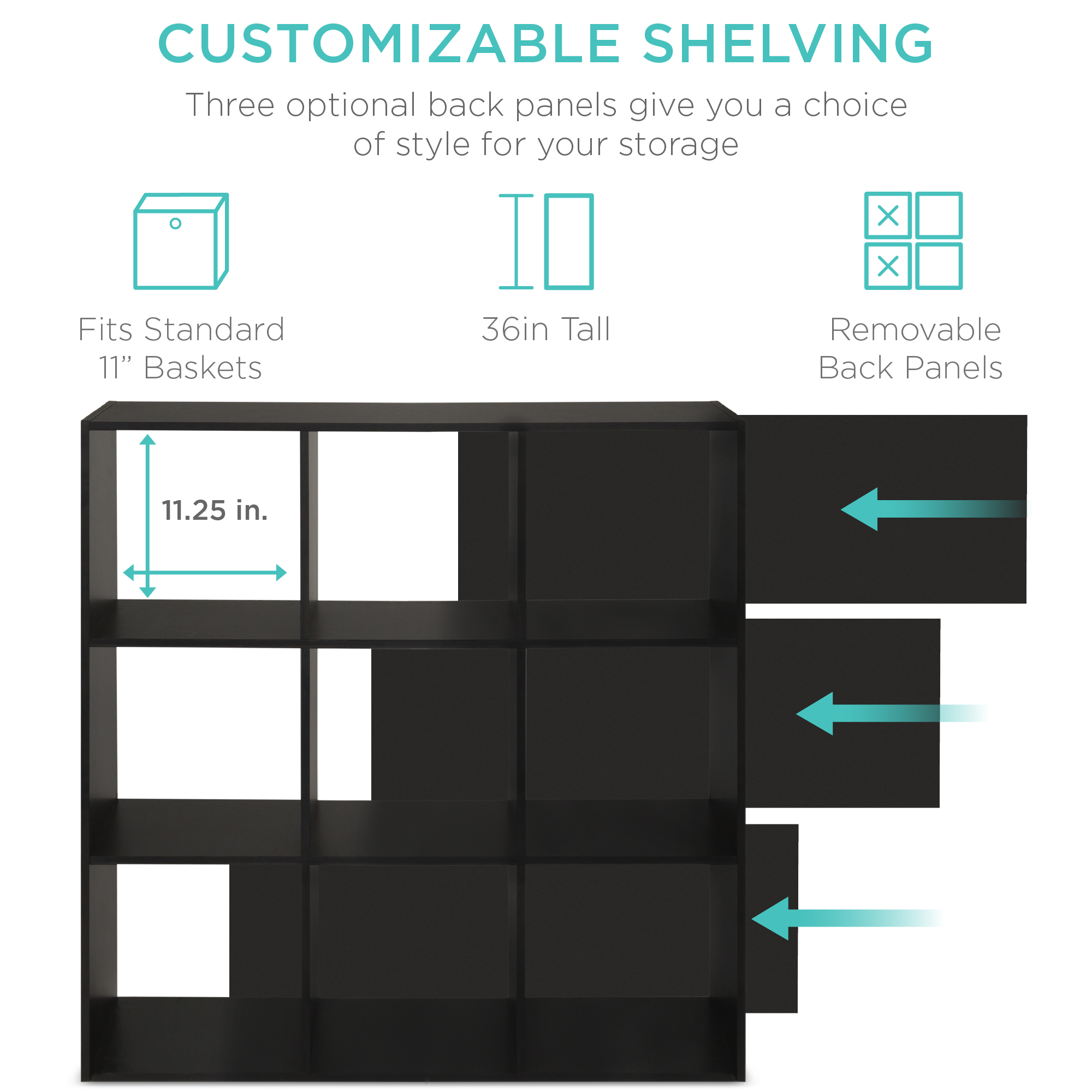 Best Choice Products 9-Cube Bookshelf Organizer, 36 Inch, Black photo 3